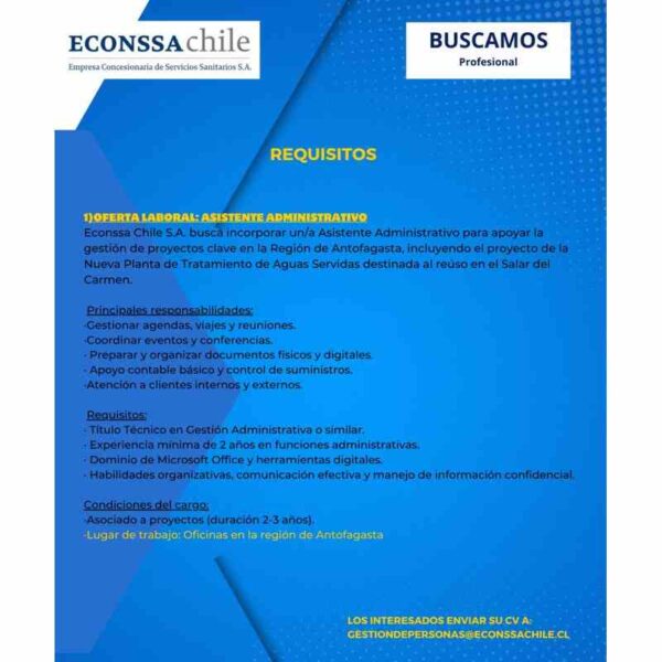 Asistente Administrativo - Region de Antofagasta