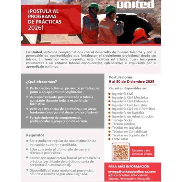 Programa de Prácticas 2026 - United Pipeline SA