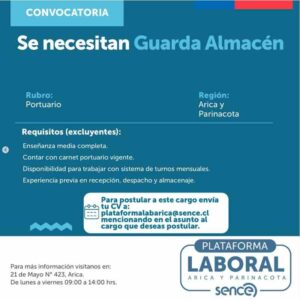 Se necesitan Guardas de Almacén