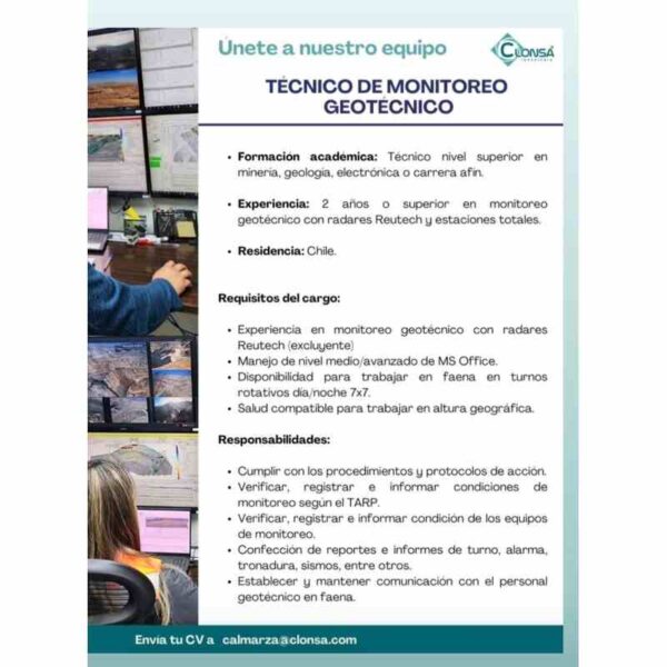 Técnico de monitoreo geotécnico