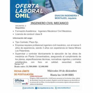 Ingeniero Civil Mecánico - ENACON Ingeniería y Montajes (2 vacantes)