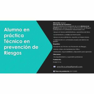 Alumno en práctica: Técnico en Prevención de Riesgos