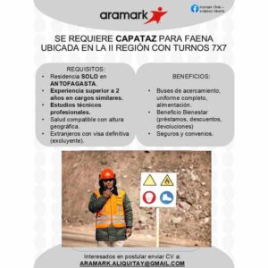 Capataz para faena en II Región (turnos 7x7)