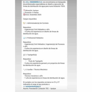 Postulación Licitación TEC – Iquique