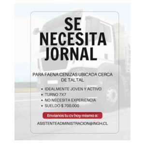 Se necesita jornal para faena cenizas cerca de Tal Tal