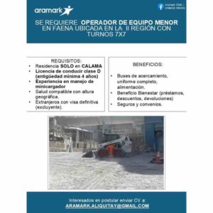 Operador de equipo menor - Calama (turnos 7x7)