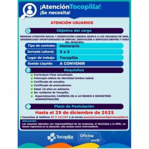 Se necesita personal en Tocopilla