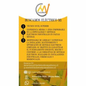 Técnico Eléctrico Nivel Superior para Faenas Mineras