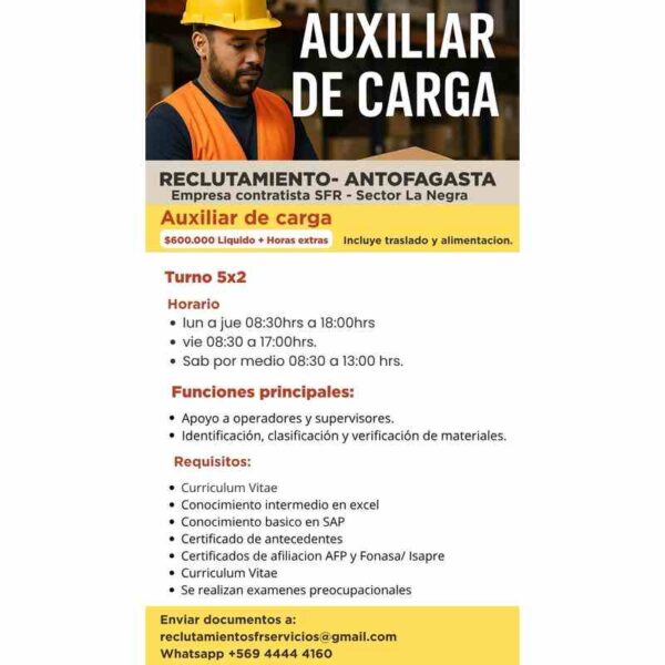 Auxiliar de carga - Antofagasta