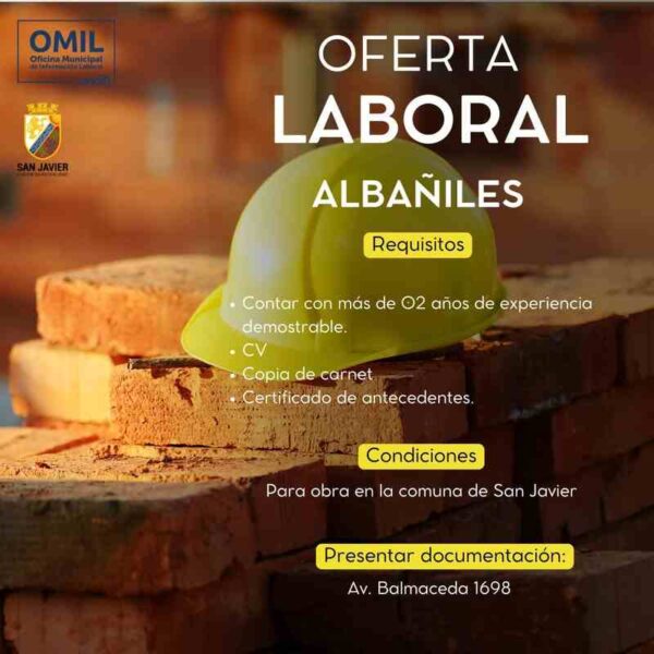 Oferta laboral albañiles – San Javier