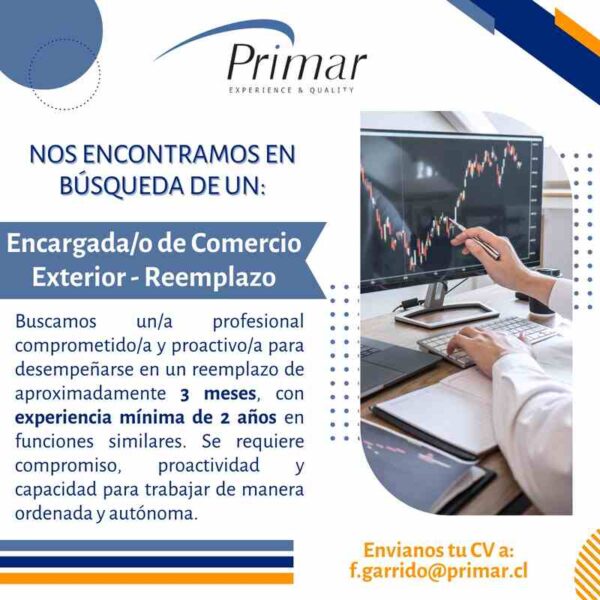 Encargada/o de Comercio Exterior - Reemplazo