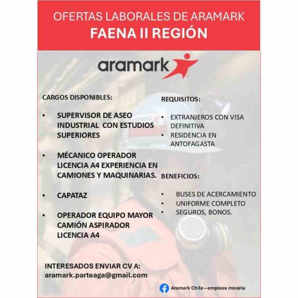 ofertas aramark faena ii región