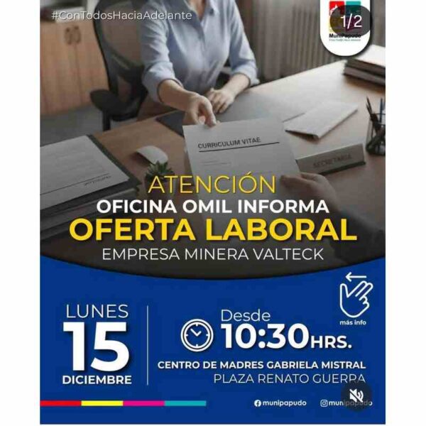 Oferta laboral Minera Valtek - Lunes 15 de diciembre