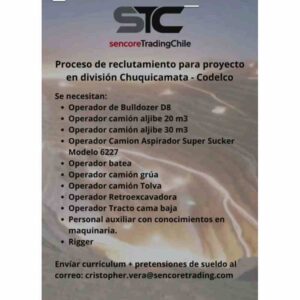 Proceso de reclutamiento para proyecto en Chuquicamata - Codelco