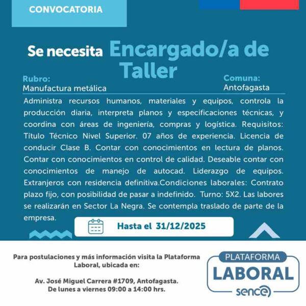 Encargado/a de Taller