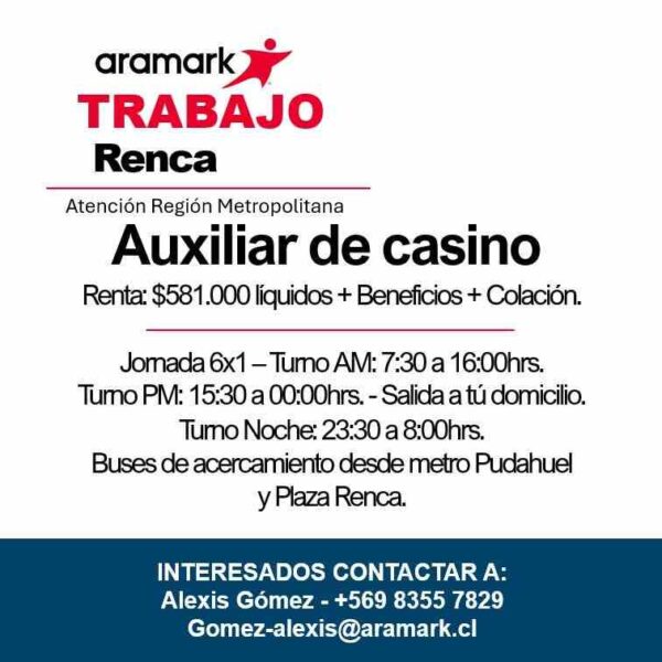 Auxiliar de casino - Renca