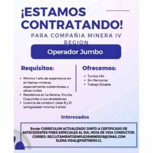 Operador Jumbo – Compañía Minera IV Región