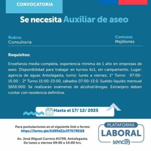 Auxiliar de aseo - turno 6x1