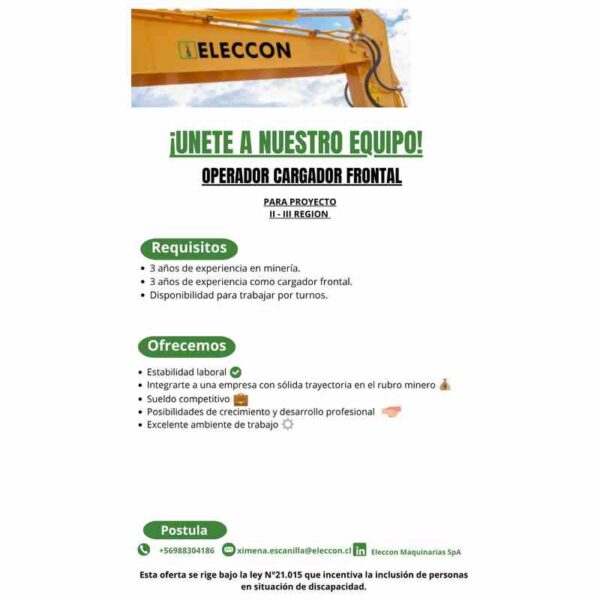 Operador Cargador Frontal (II-III Región)
