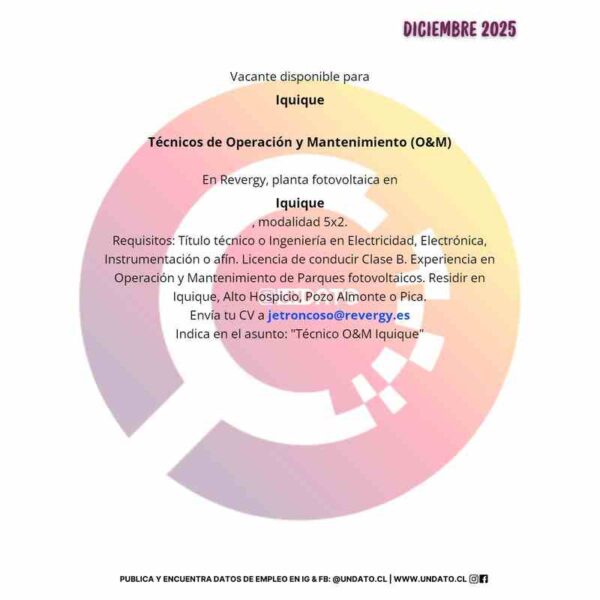 Técnicos de Operación y Mantenimiento (O&M) – Iquique
