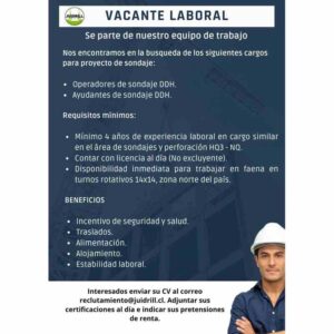 Operadores y Ayudantes de sondaje DDH - Zona Norte