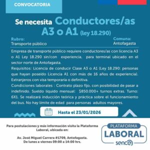 Conductores A3/A1 - Antofagasta