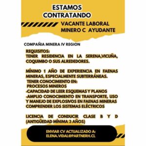 Vacante Minero C Ayudante