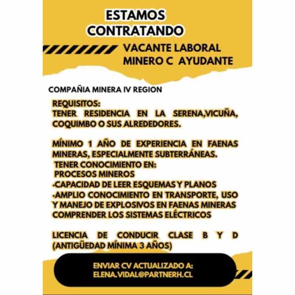 Vacante Minero C Ayudante