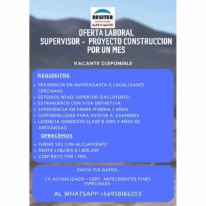 Supervisor - proyecto de construcción por un mes