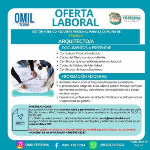 Arquitecto/a - Oferta Laboral Freirina