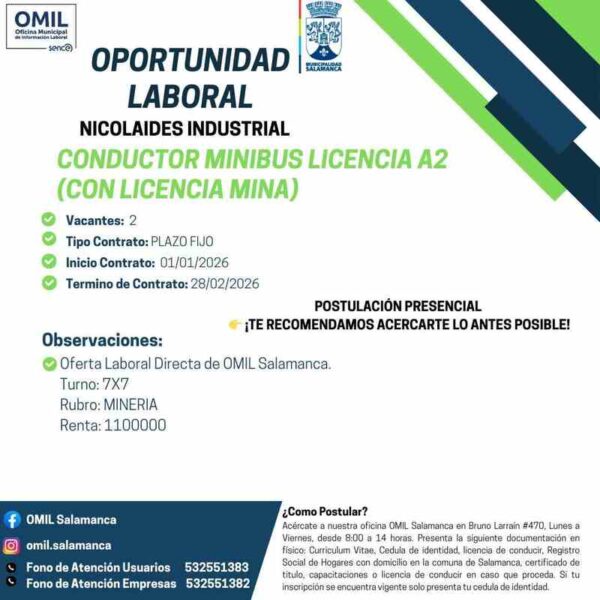 Conductor de minibús Licencia A2 (con Licencia Mina)