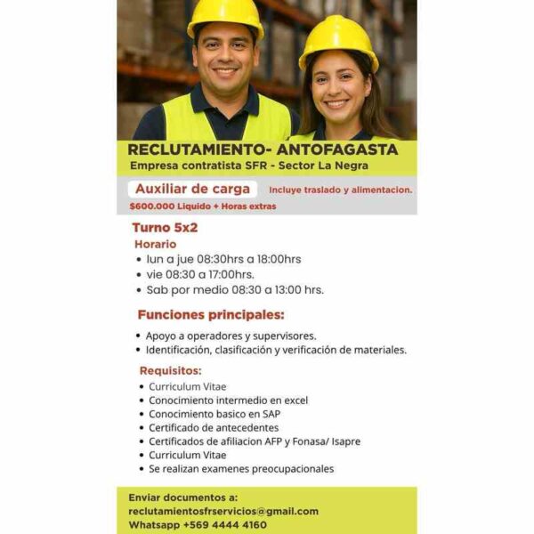 Auxiliar de carga - Antofagasta