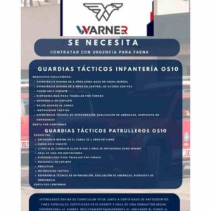 Guardias tácticos OS10 – contratación urgente para faena