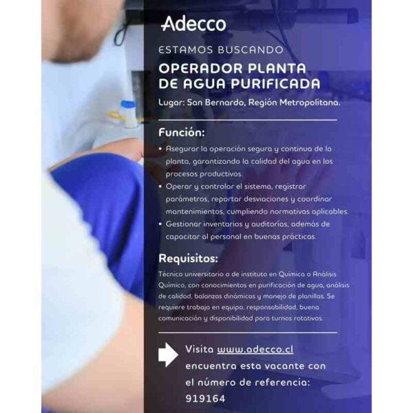 Operador de Planta de Agua Purificada