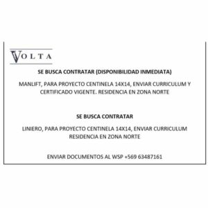 Contratación para proyecto Centinela 14x14 (disponibilidad inmediata)