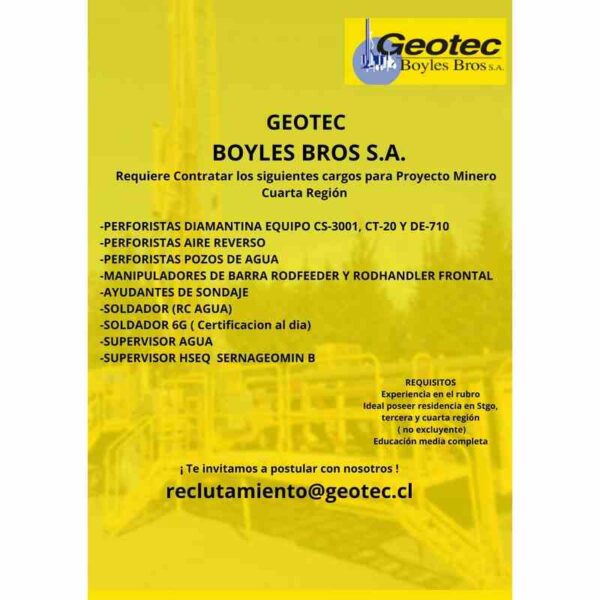 Vacantes para proyecto minero - Cuarta Región