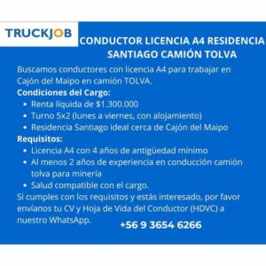 Conductor A4 - Camión Tolva Cajón del Maipo