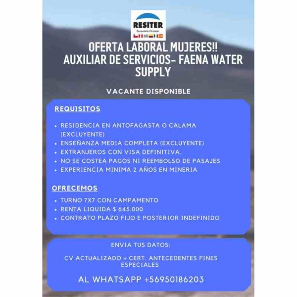 Auxiliar de Servicios - Faena Water Supply