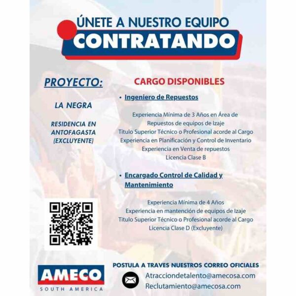 Ingenieros y Encargado de Calidad - Proyecto La Negra, Antofagasta