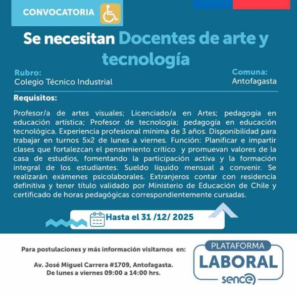Docentes de arte y tecnología – Colegio Técnico Industrial, Antofagasta