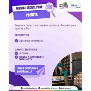 Oferta laboral para Peoneta