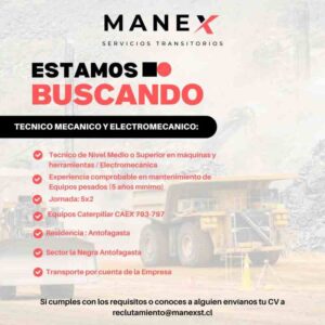 Buscamos Técnico Mecánico y Electromecánico