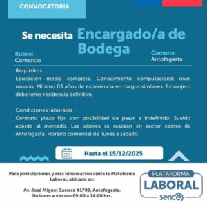 Encargado/a de Bodega