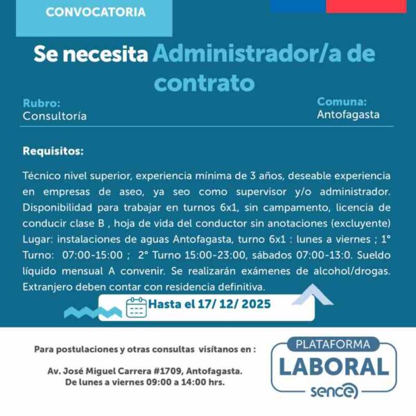 Administrador/a de contrato