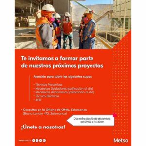 Convocatoria de técnicos y mecánicos en Metso – Salamanca, Chile