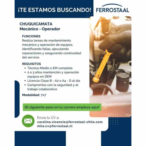 Mecánico - Operador en Chuquicamata
