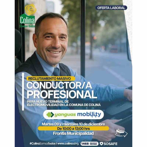 Conductor/a profesional para nuevo terminal de electromovilidad – Colina