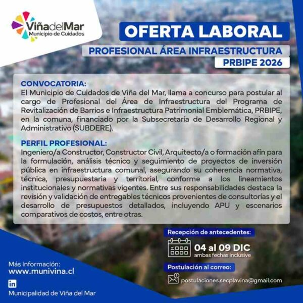 Profesional Área Infraestructura - PRBIPE 2026
