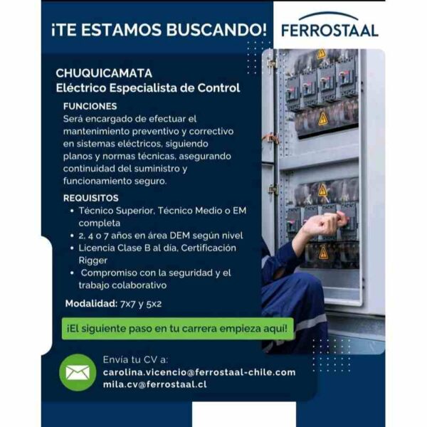 Eléctrico Especialista de Control - Chuquicamata
