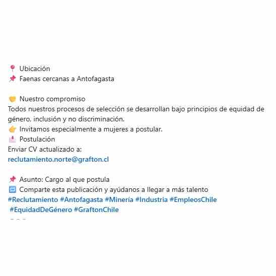 cargo en faenas cercanas a antofagasta